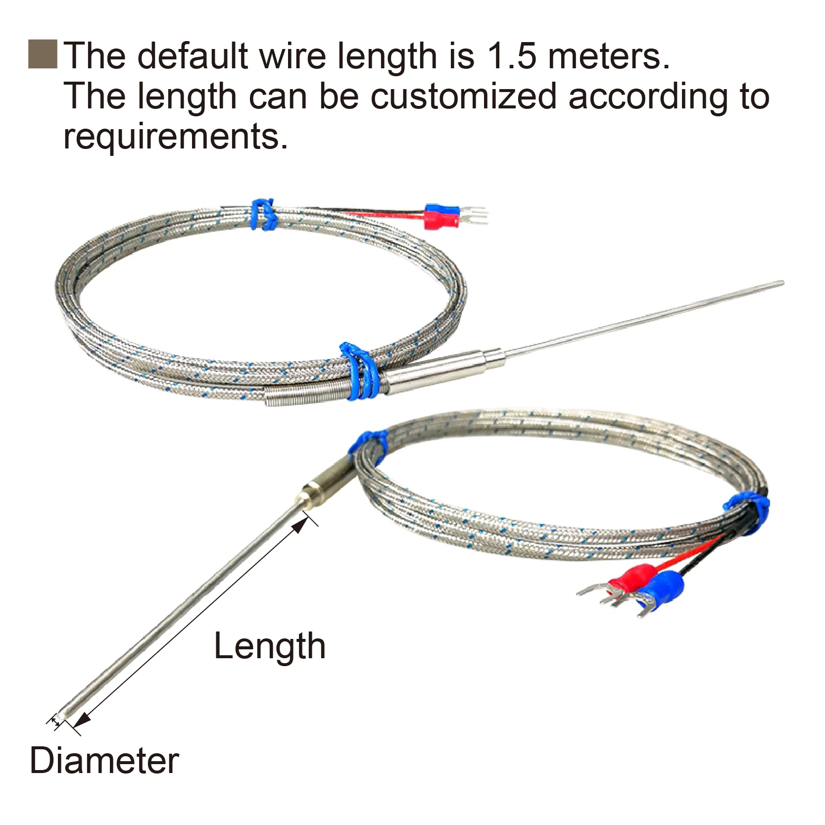 0-650cc High-Temperature Thermocoup Armored Thermocouple Probe Industrial K-Type Temperature Sensor Sheathed Stainless Steel