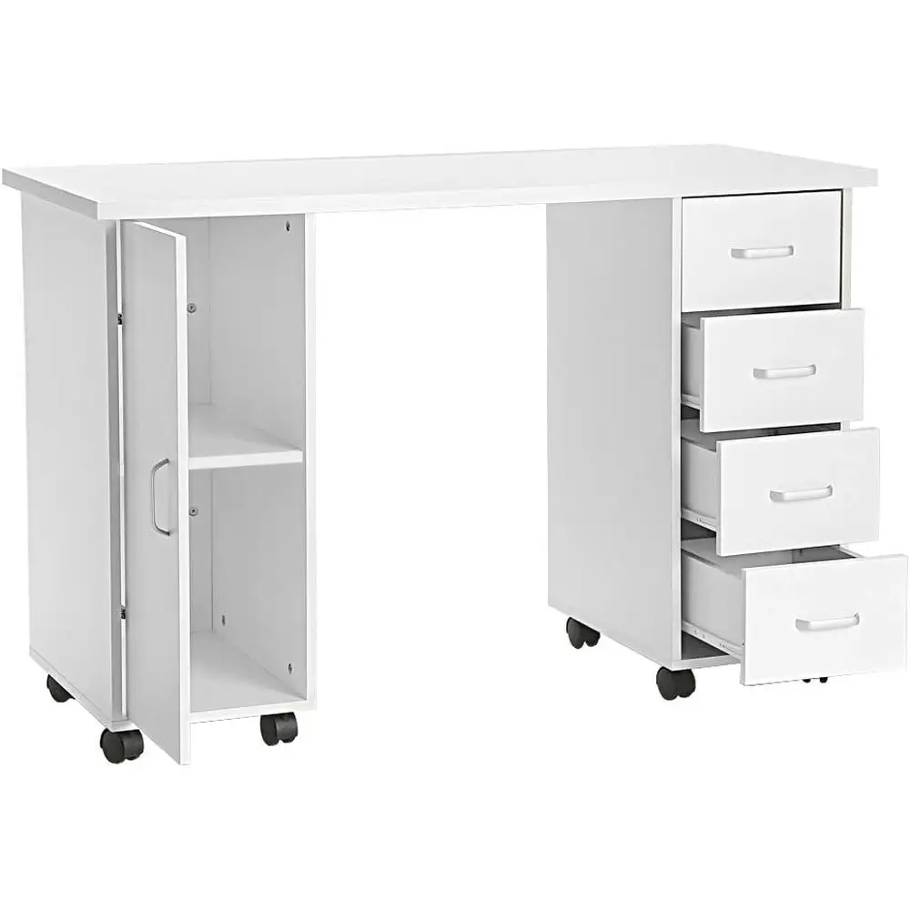 

Manicure Nail Table or Technician,Acetone Wooden Manicure Nail Desk Spa Beauty Sn Table w/Cabinet, Ders, Controllable Wheels & C