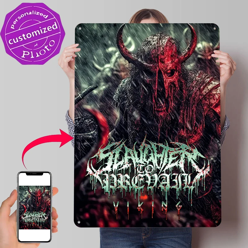 Slaughter to Prevail Vikings Album Art Tinplate Poster Customized Wall Art Retro Vintage Metal Signs for Fans Decoration Room