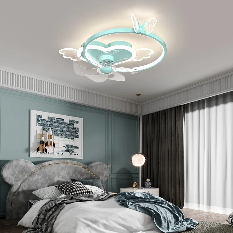 Ventilatori da soffitto per bambini con luci per camera da letto Ventilatore silenzioso Lampada da soffitto con telecomando Lampada da soffitto moderna a 6 velocità Dimmerabile a LED