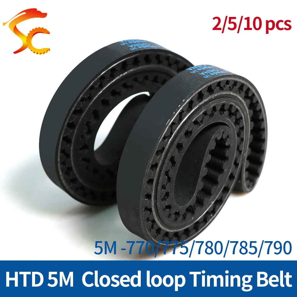 

HTD 5M Timing belt C=770/775/780/785/790 width10/15/20/25mm Teeth 154 155 156 157 158 5M Rubber synchronous Belt