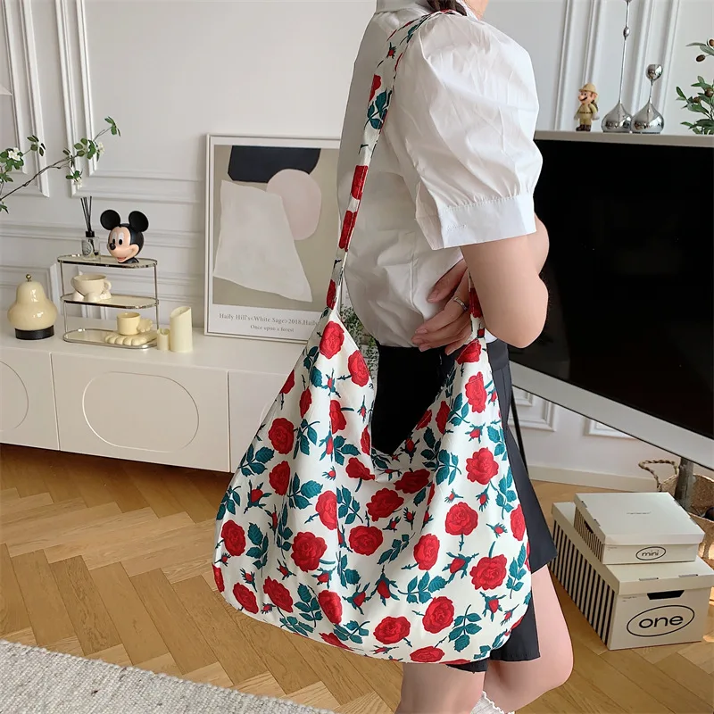 Summer Canvas Bag for Women Shopper Handbags Environmental Storage Reusable Canvas Shoulder Tote Bag school bags girl Gift