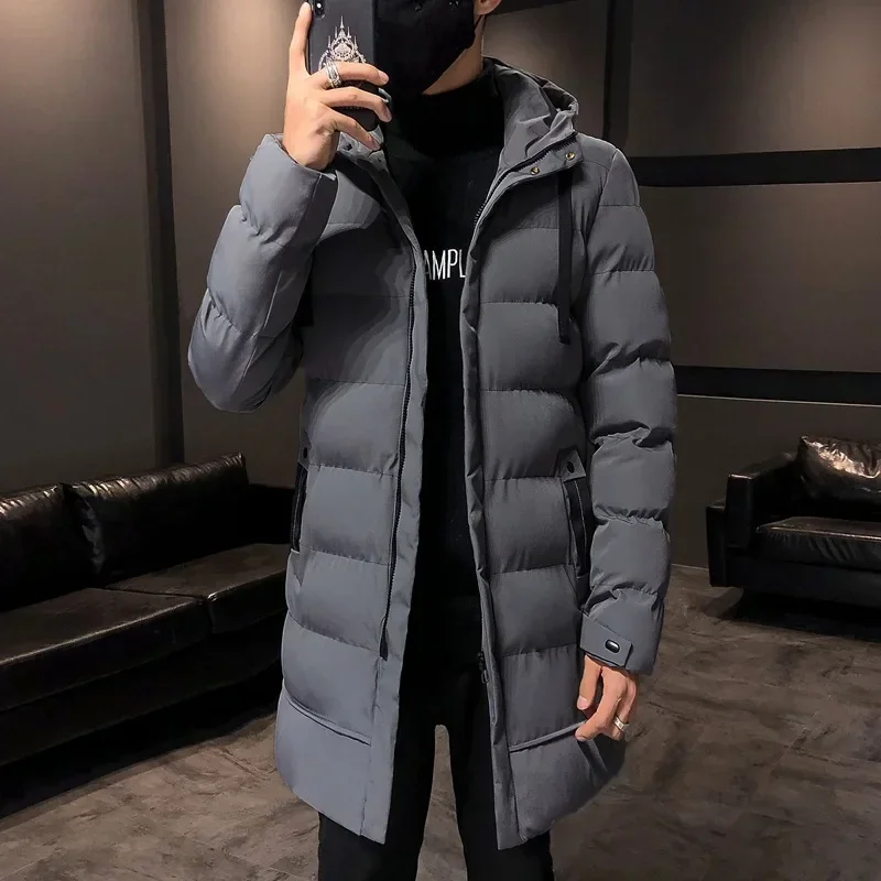 Men's Winter Parka Mid Length Parka Jacket Thick Warm Windbreaker Long Fashion Men Fur Collar Thermal Parkas Padded Men Clothing