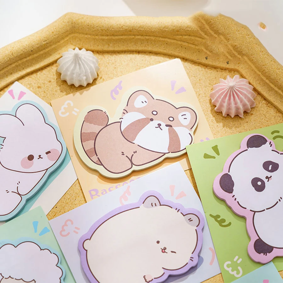 5 Pcs Cute Sticky Notes Cartoon Animal Sticky Memo Pads Kawaii Small Self-Stick Memo Note Pad Office School Supplies