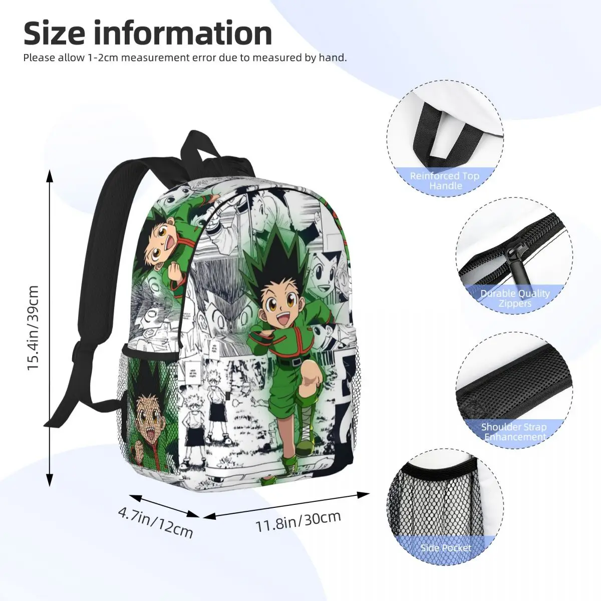 Anime HXH Hunter Hunter Backpack Daypack Large Capacity Boys Girls BookBag Shoulder Bags for Men Women School Bag