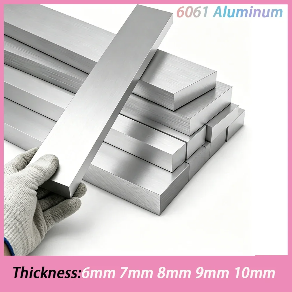 1Pcs Thickness 6mm 7mm 8mm 9mm 10mm Width 6-140mm Length 500mm 6061 Aluminum Plate Flat Bar Block Aluminum Sheet CNC Metal