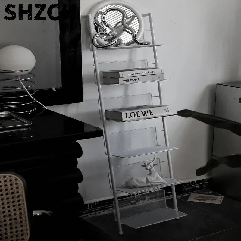 Ins Bookshelf for Magazine Storage Medieval CD Shelf 6-Tier Display Stylish and Stylish