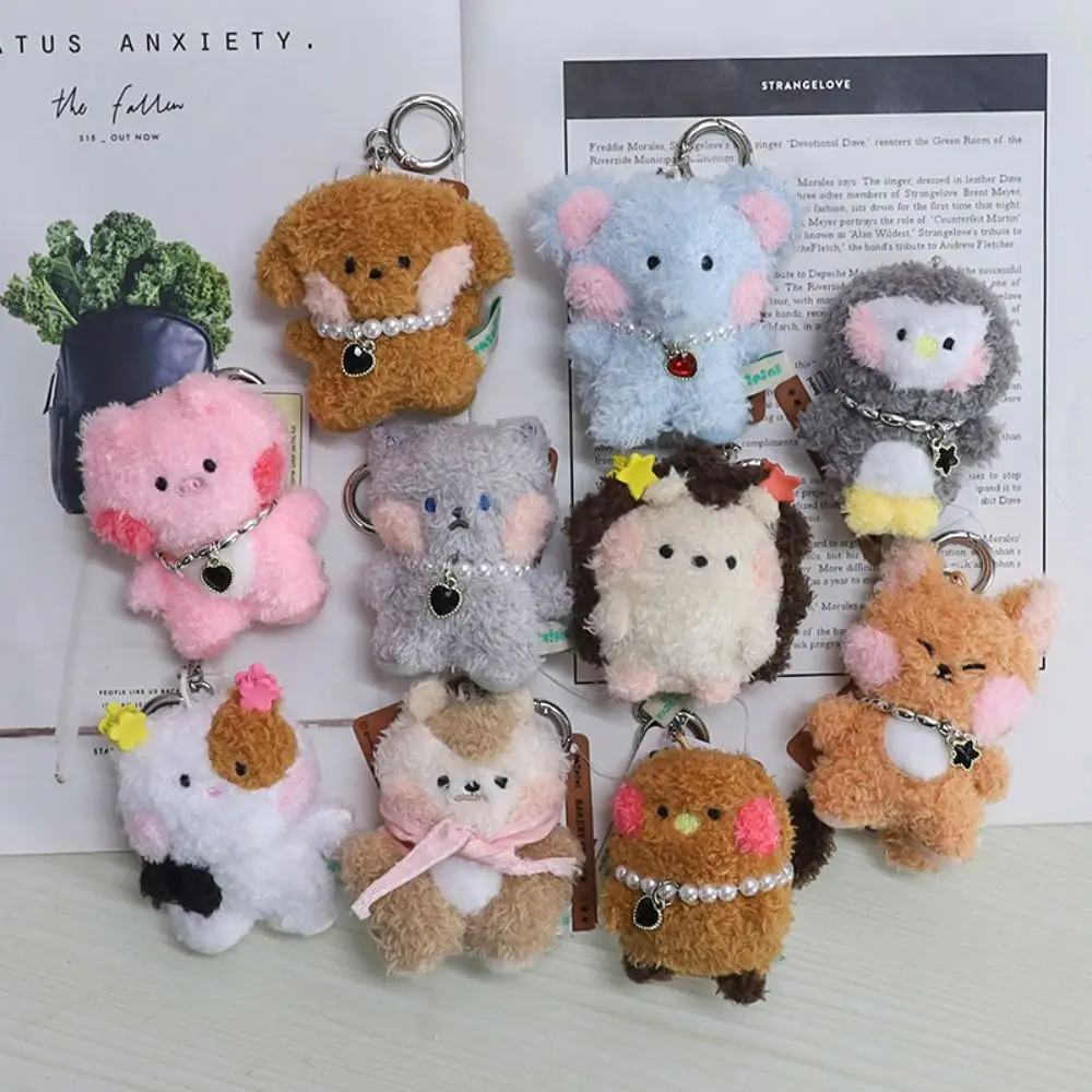 Stuffed Animals Plush Little Bear Keychain Plush Doll Soft Curly Plush Sitting Doll Pendant Cute Animal Bear Bear Bag Pendant