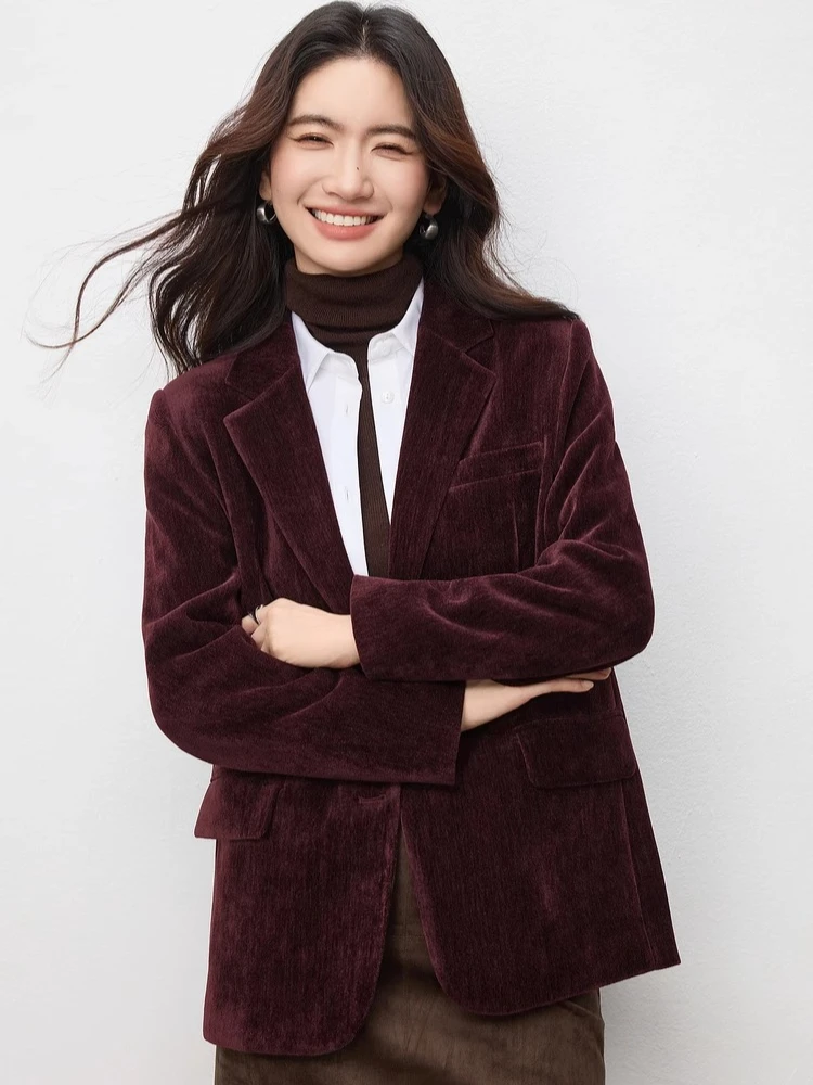 

SENTUBILA Women's Winter Jackets for Woman 2025 Turn-down Collar Long Sleeve Coats Classic Solid Double Breasted Tops 154XC2156