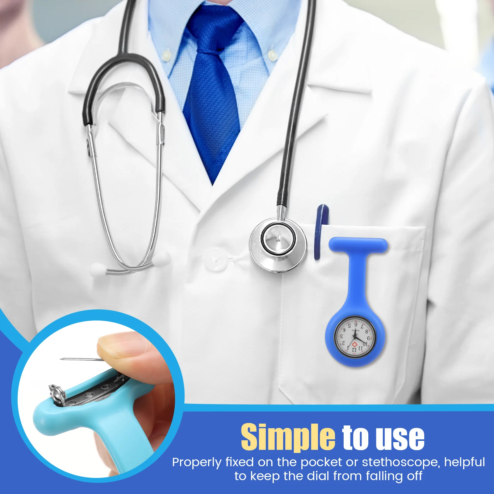 15 قطعة ساعة ممرضة قابلة للسحب كليب على فوب ساعة الطبيب الطبية معلقة بروش دبوس ساعة كوارتز مع اليد الثانية طبيب ممرضة هدية #3