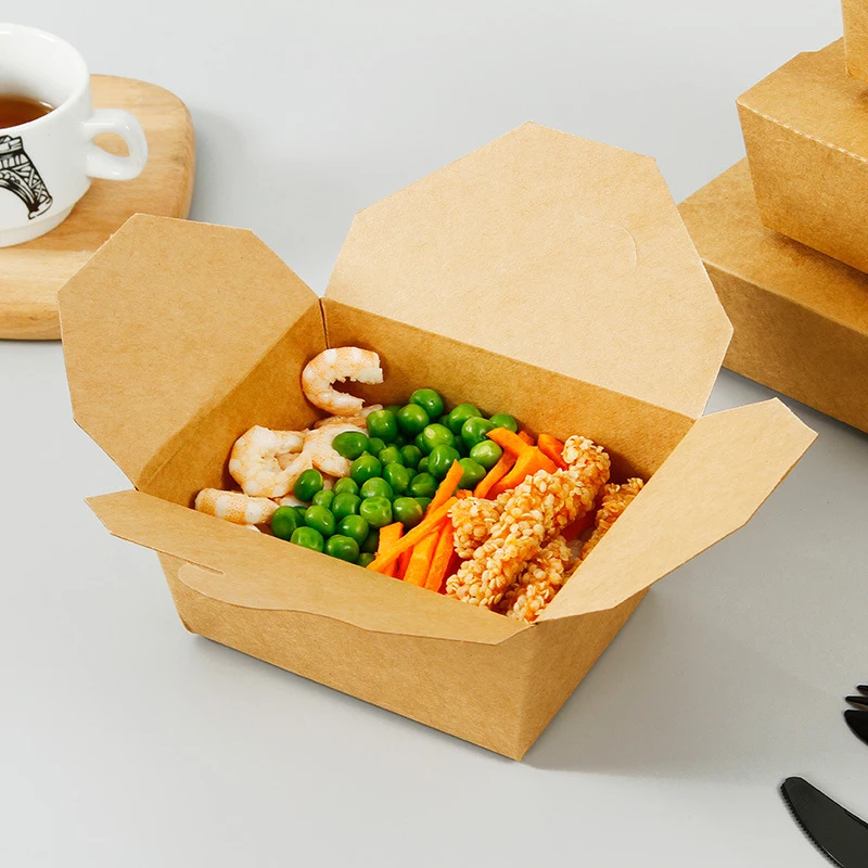 

50Pack Restaurant Take Out Food Containers Microwaveable Kraft Leak and Grease Resistant Food Containers Recyclable Lunch Box