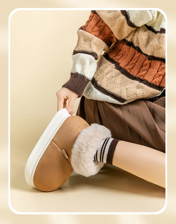 Comwarm Winterstiefel für Damen, flauschig, mit warmem Plüschfutter, Baumwollstiefel, neue Outdoor-Schneestiefel, rutschfeste, dicke Sohle, Damenschuhe – Detail 8