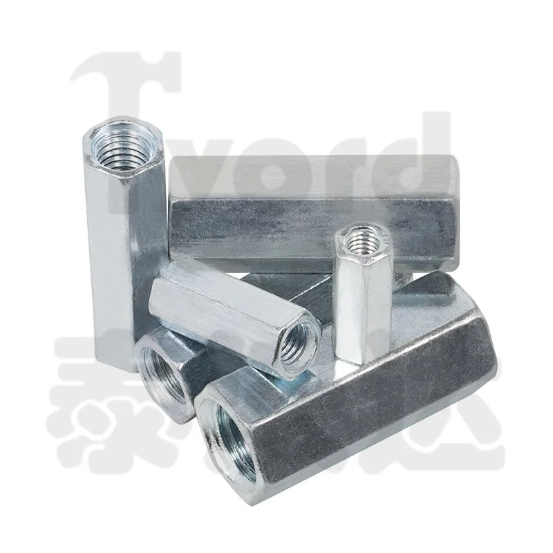 1 ~ 10 Buah Mur Kopling Batang Hex M5 M6 M8 M10 M12 M14 M16 M18 Konektor Batang Berulir Mur Ekstensi Lengan Sambungan Coupler Seng