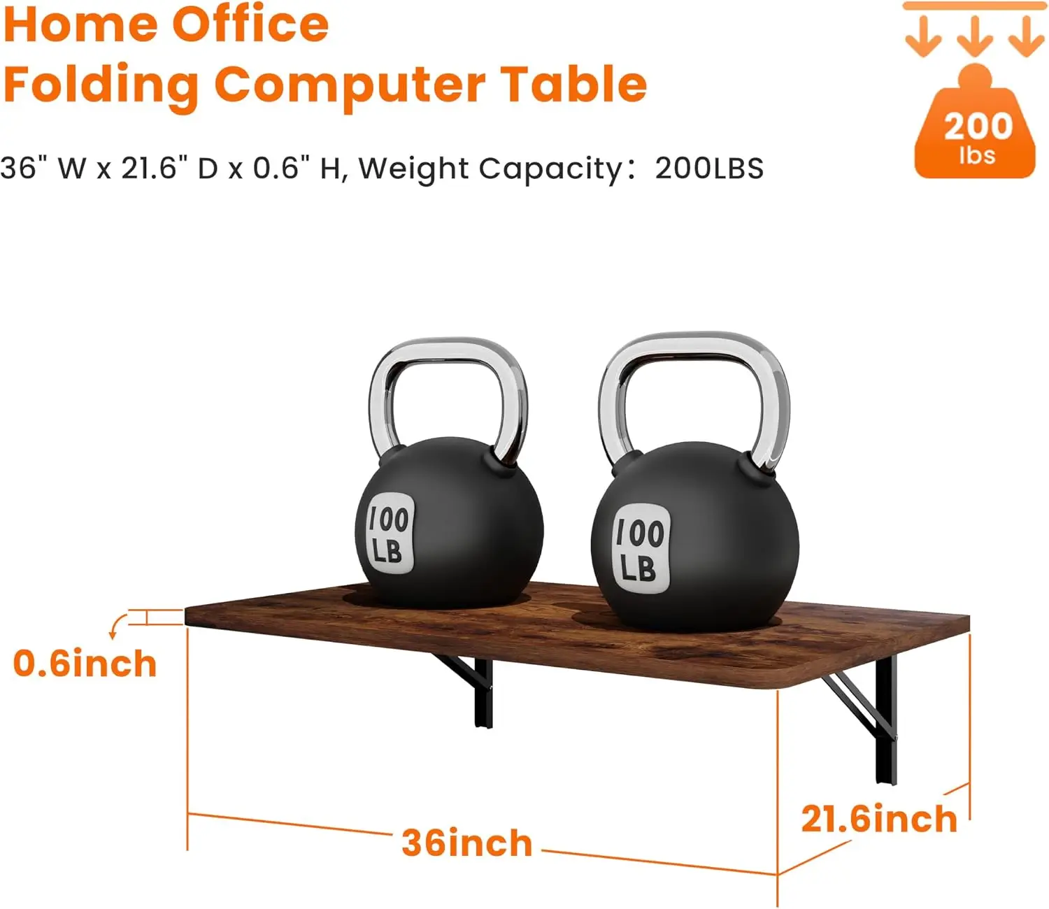Wall Mounted Floating Foldable Desk, 36