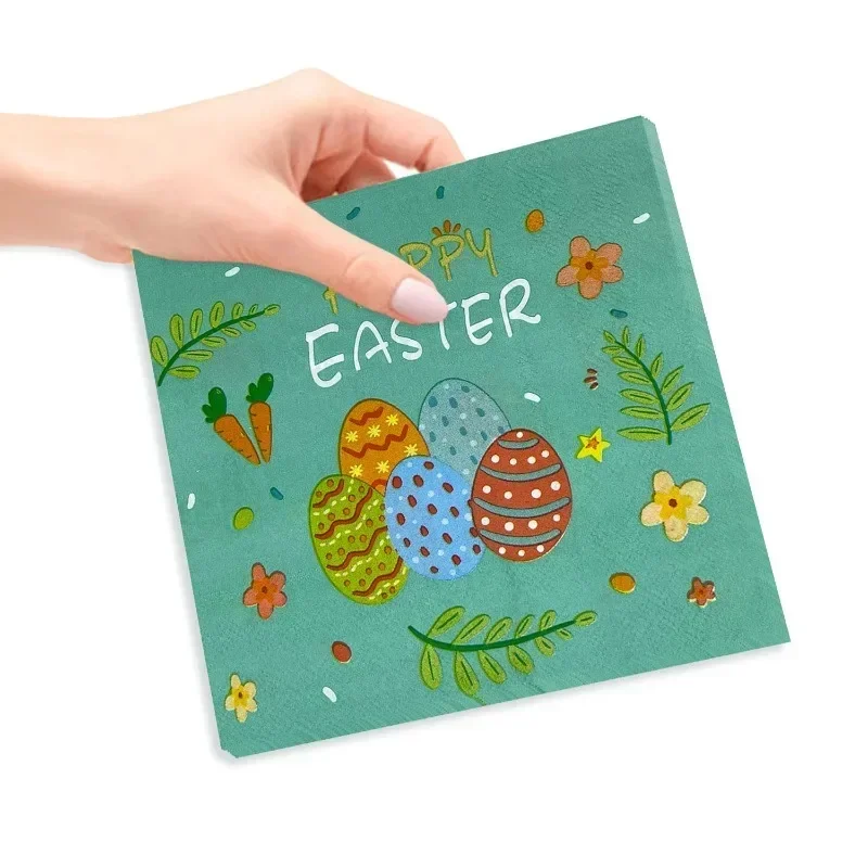 

10/20pcs 33*33cm 2-Ply Blue Eggs Easter Bunny Party Supplies Disposable Paper Placemats Decorative Napkins Butterfly Bart Paper