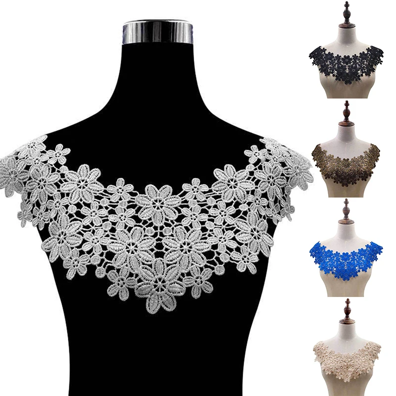 

Ladies Elegant Lace Neckline Fake Collar Hollow Embroidered Fashion Fabric Women Sewing Collars Applique Collar Band 2024 New