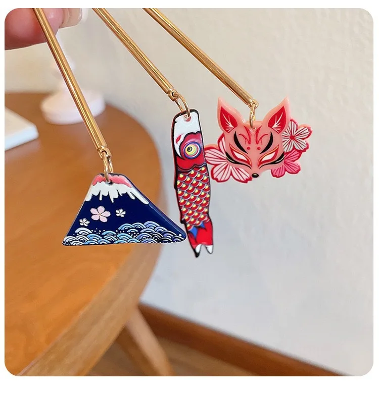 Vintage Japanese Cartoon Rabbit Girl Fox Hair Clasp Hairpins 2022 Trendy Personality Female Combs and Sticks Hair Accessories