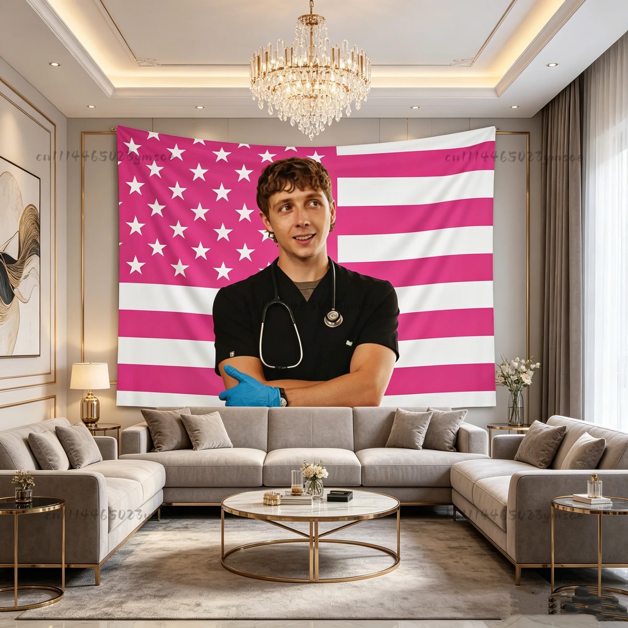 Pink American Flags Tapestry A-Dennis Whitaker Flag Suitable For Party Indoor Wall Decor Backdrop Cloth Room Decor Banners Gifts