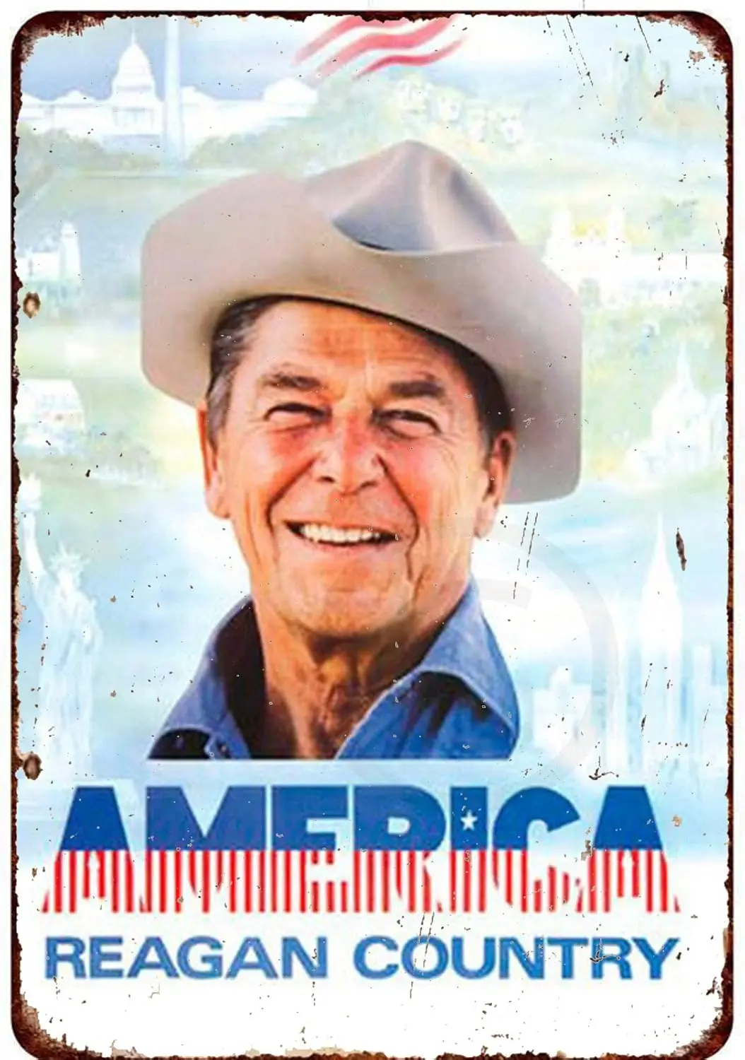 Ronald Reagan Country America Poster Reproduction Metal Sign 8 x 12 sign