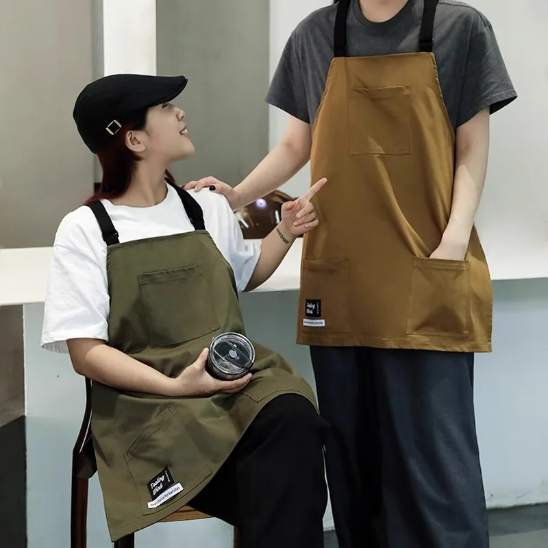 Grembiule impermeabile da cucina con tasche per uomo e donna Bavaglini anti-capelli per adulti Cameriere Abiti da lavoro per caffè Negozio di animali domestici