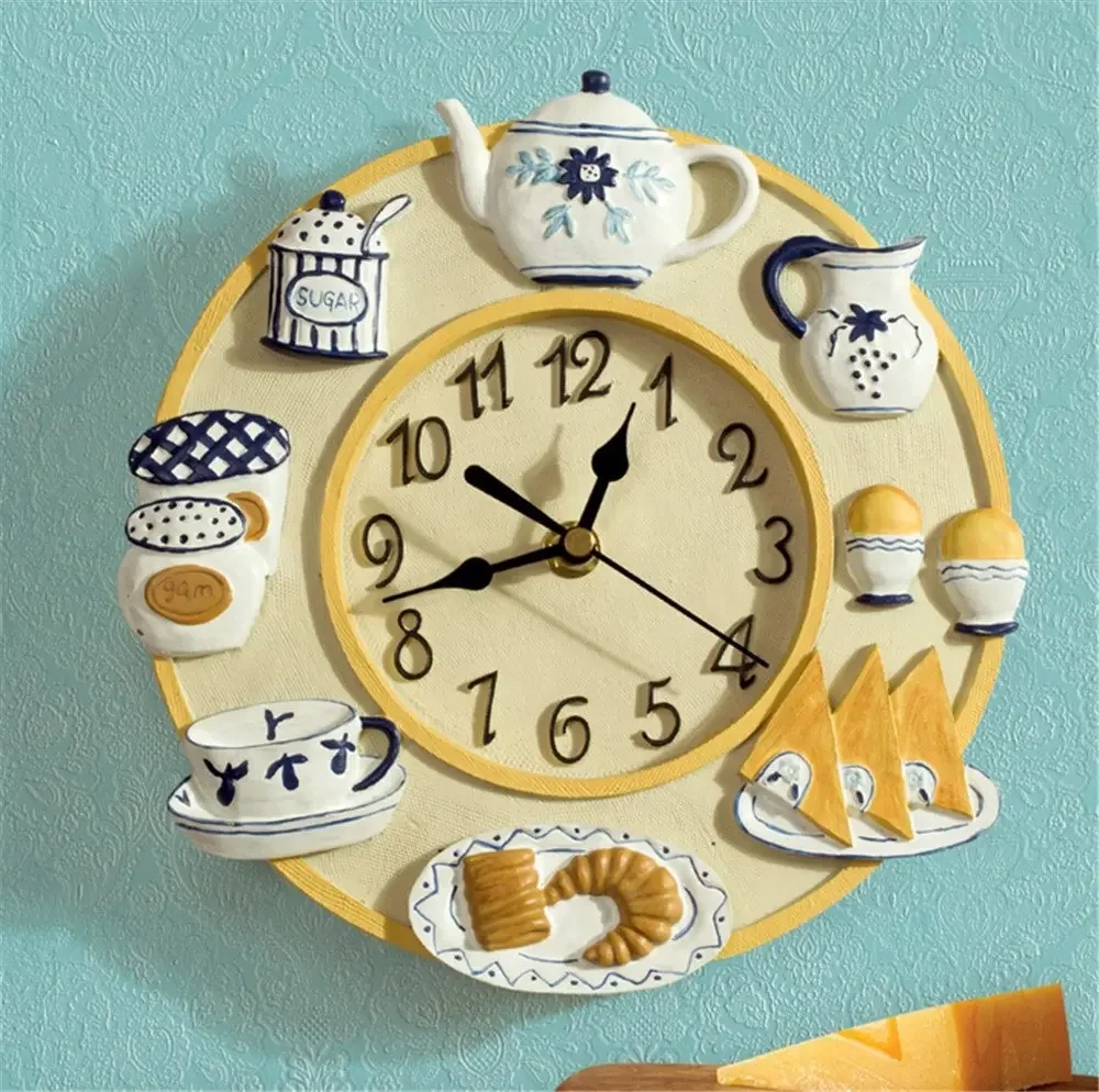 Kiso Modern Fashion European Kitchen Resin Silent Dining Room Decor Wall Clock