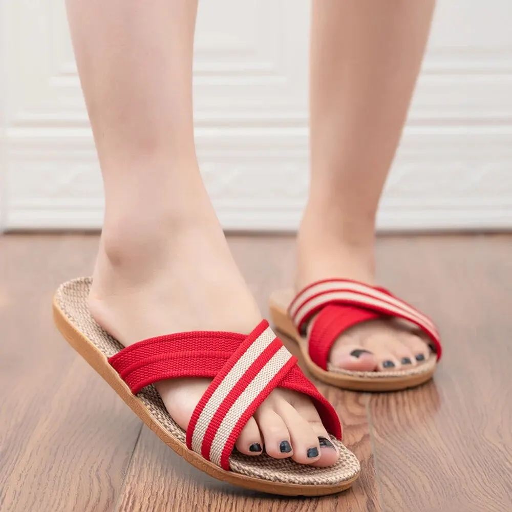 

Plus Size Women'S Slippers Flat Sandals Linen Lightweight Casual Summer Slippers Women For Home ciabatte donna luxury