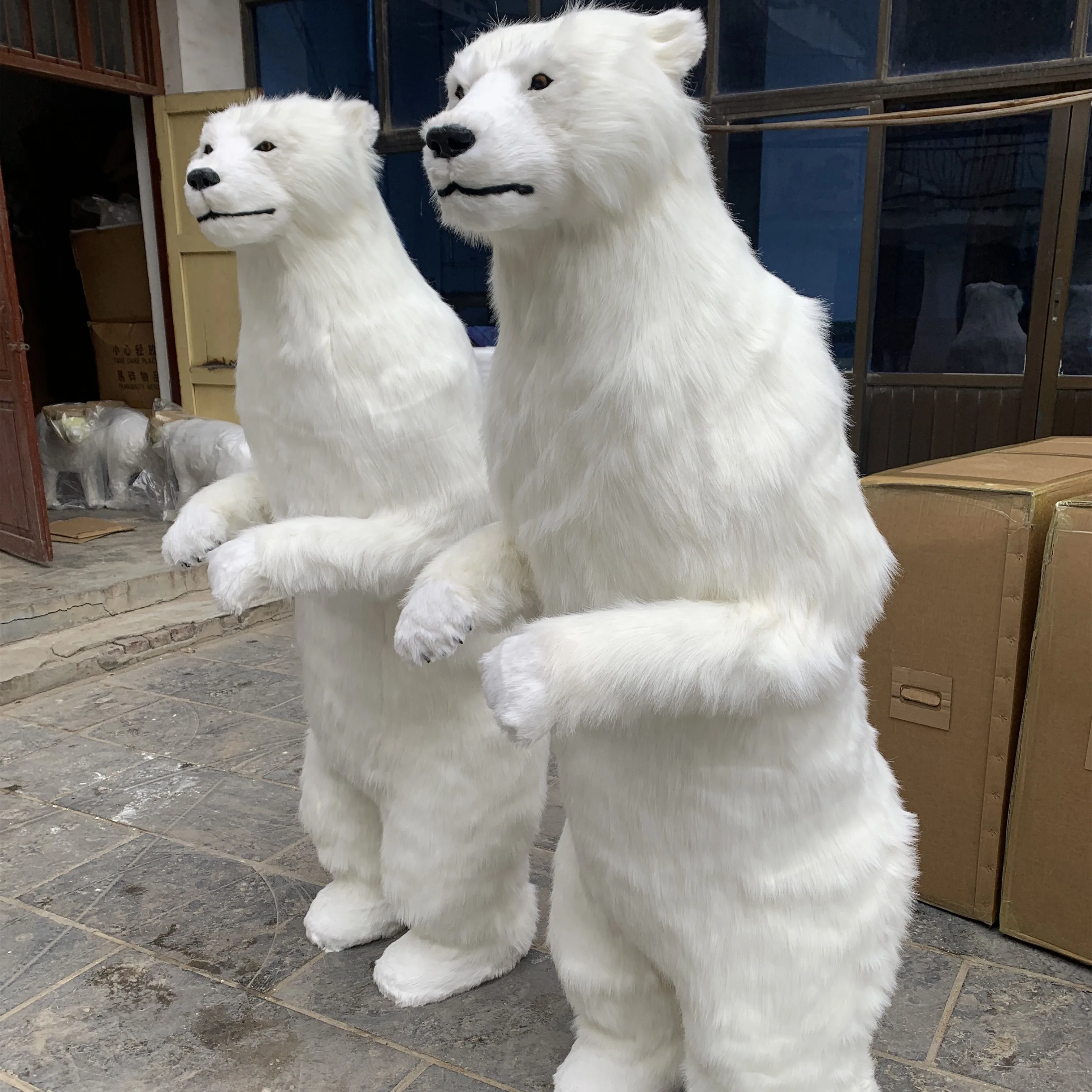 Custom Standing Big Size  Plush Animal  Toy Model Realistic White Polar Bear For Christmas Ornaments