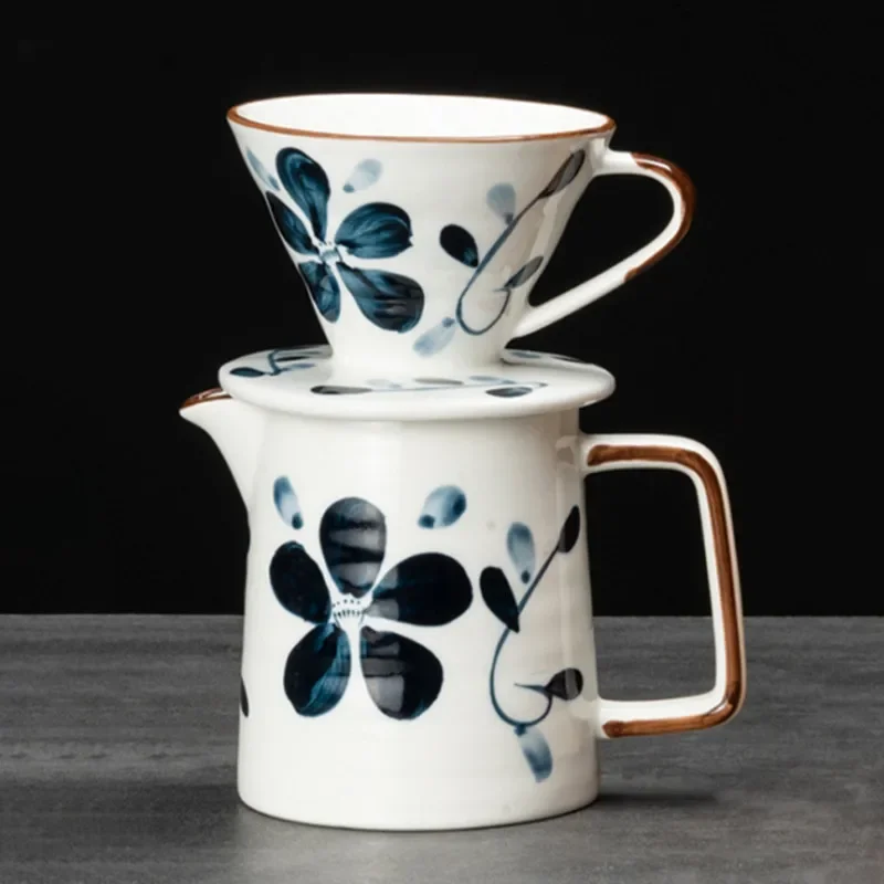 Ceramic Coffee Dripper Hand painted Style Coffee Drip Filter Cup Permanent Pour Over Coffee Maker 1-4Cup