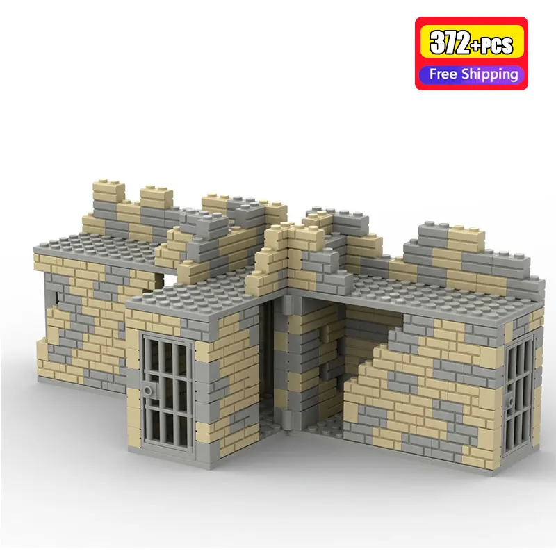 

372Pcs Building Blocks MOC Medieval Castle Ruins Prison Cell Military Fortress Abandoned Ancient Architecture Dungeon Toy