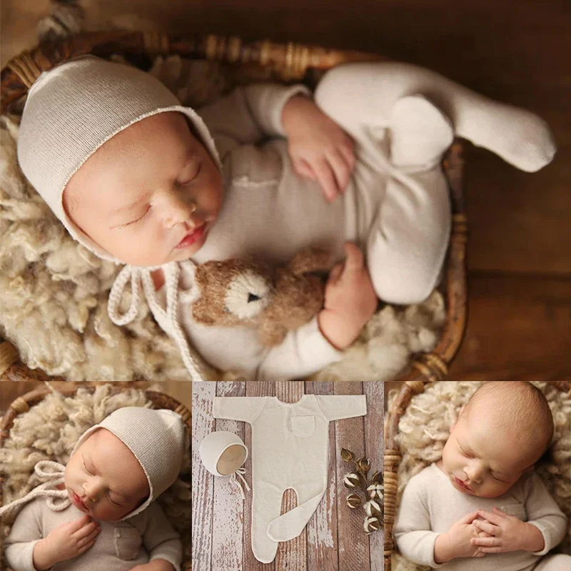 

Baby photography soft jumpsuit hat set baby postpartum photos clothes newborn photography props ملابس اطفال رضع بناتي