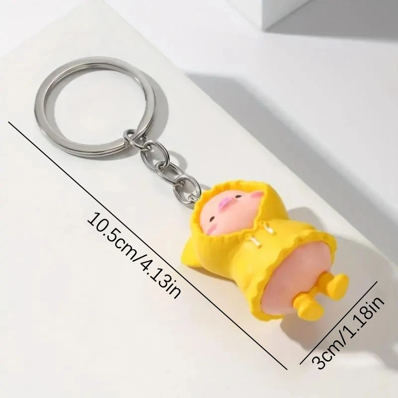Super Cute Raincoat Piggy Keychain Delicate Retro Multicolor Little Pig Bag Pendant Cartoon Funny Animal Key Ring Gifts