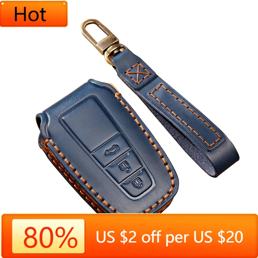 

Внутренние молдинги, кожаный чехол для ключей ручной работы для Toyota Camry Corolla C-HR CHR Prado RAV4 Prius 2018 2019 2020 2/3Bu