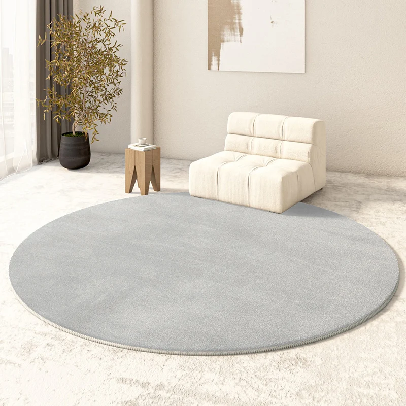 Nordic Style Living Room Decoration Round Carpet Minimalist Rugs for Bedroom Home Solid Color Plush Floor Mat Thicken Lounge Rug