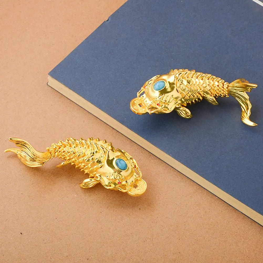 Gold Chinese Arowana Figurine Brings Good Luck Moving Joint Articulated Arowana Home Office Desktop Decoration