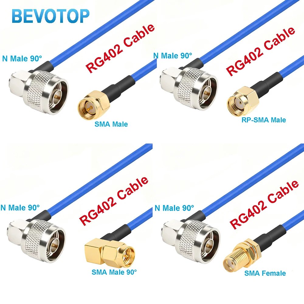 RG402 Coax Cable L16 N To SMA Male Female Connector SMA To N Right Angle Crimp for RG402 High Frequency 0.141 Blue 50ohm RG141