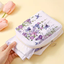 Purple butterfly printed sanitary napkin storage bag, women's lightweight tissue bag, sanitary tissue bag