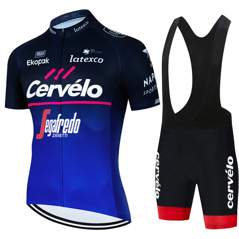 Cervélo Men Professional Cycling Clothes Set Road Bike Jersey Padded Shorts Summer Outdoor Riding Suit Elastic Breathable Sports
