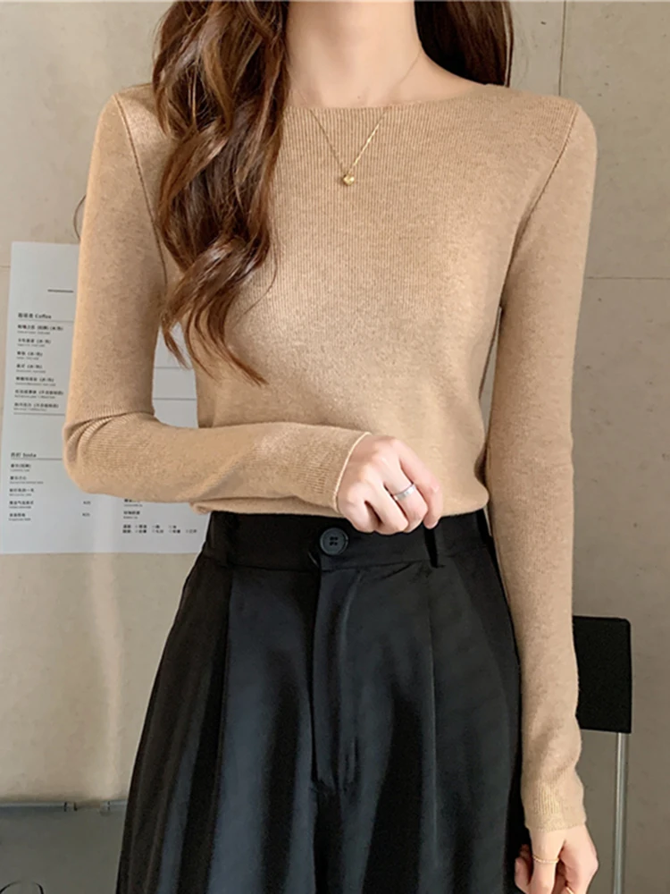 Autunno inverno donna maglioni pullover lavorati a maglia Slim chic Basic Solid Jumper maglione femminile Casual Jersey Tops