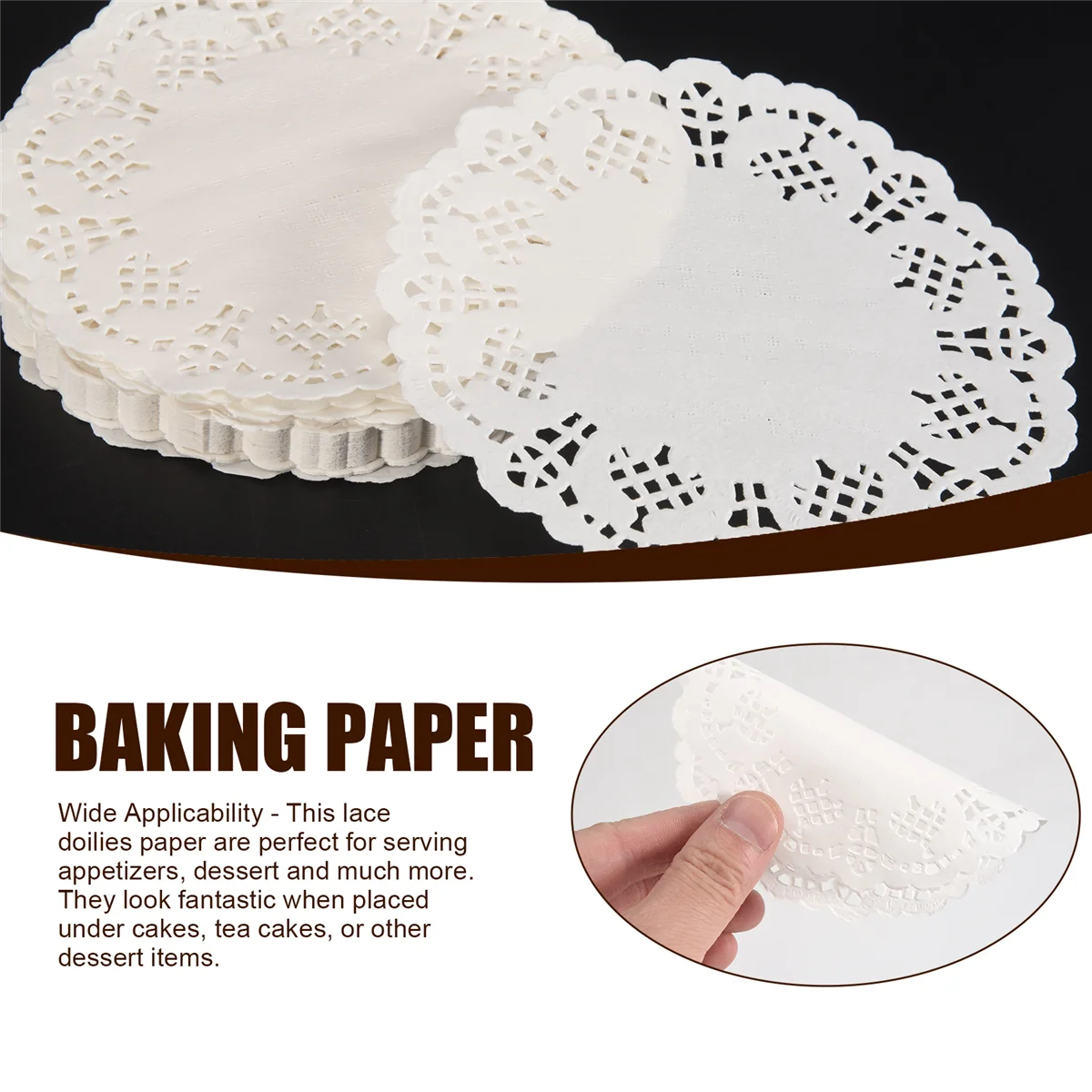 

NEW Lace Doilies Paper 100 Pcs,4.5 inch Decorative Round Placemats,Liners for Cake,Desserts Baked Treat Tableware Display