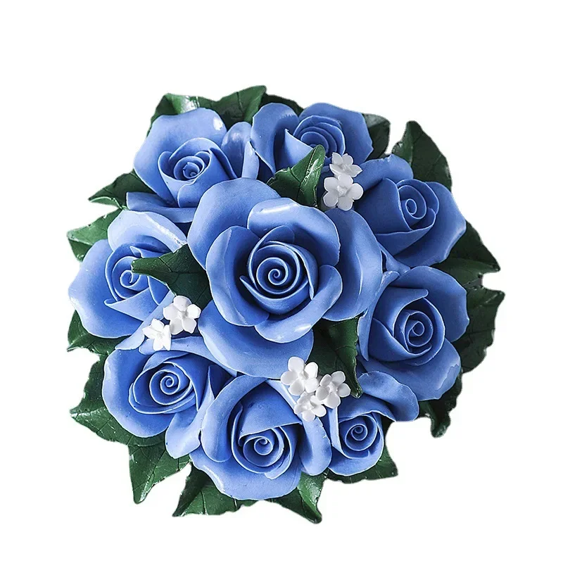 

Ceramic hand-squeezed rose ornaments, home accessories, handmade porcelain flowers, living room tea room wedding decoration