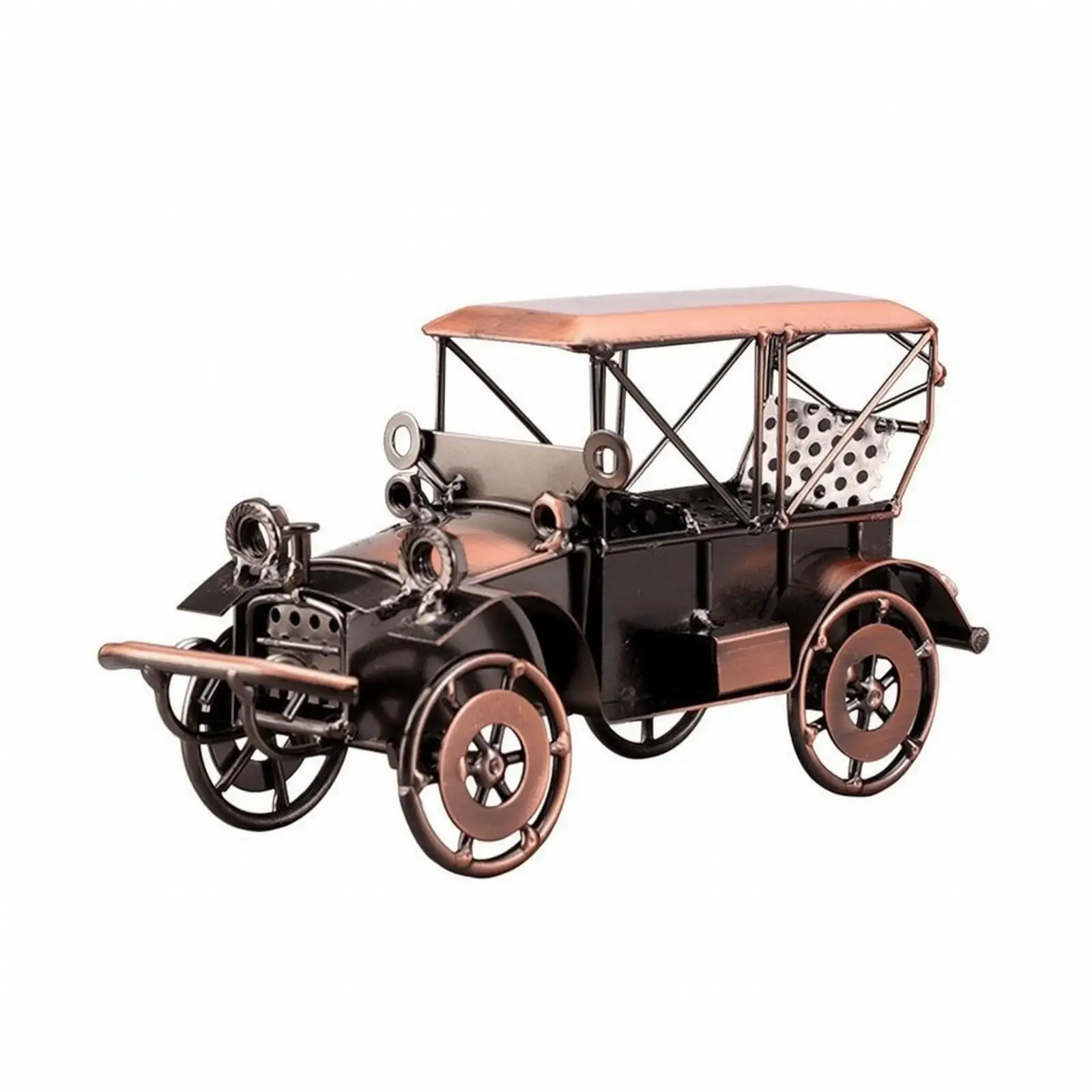Vintage Auto Replica Wrought Iron Old Car Model Ornament for Display Cabinet Retro Vehicle Sculpture