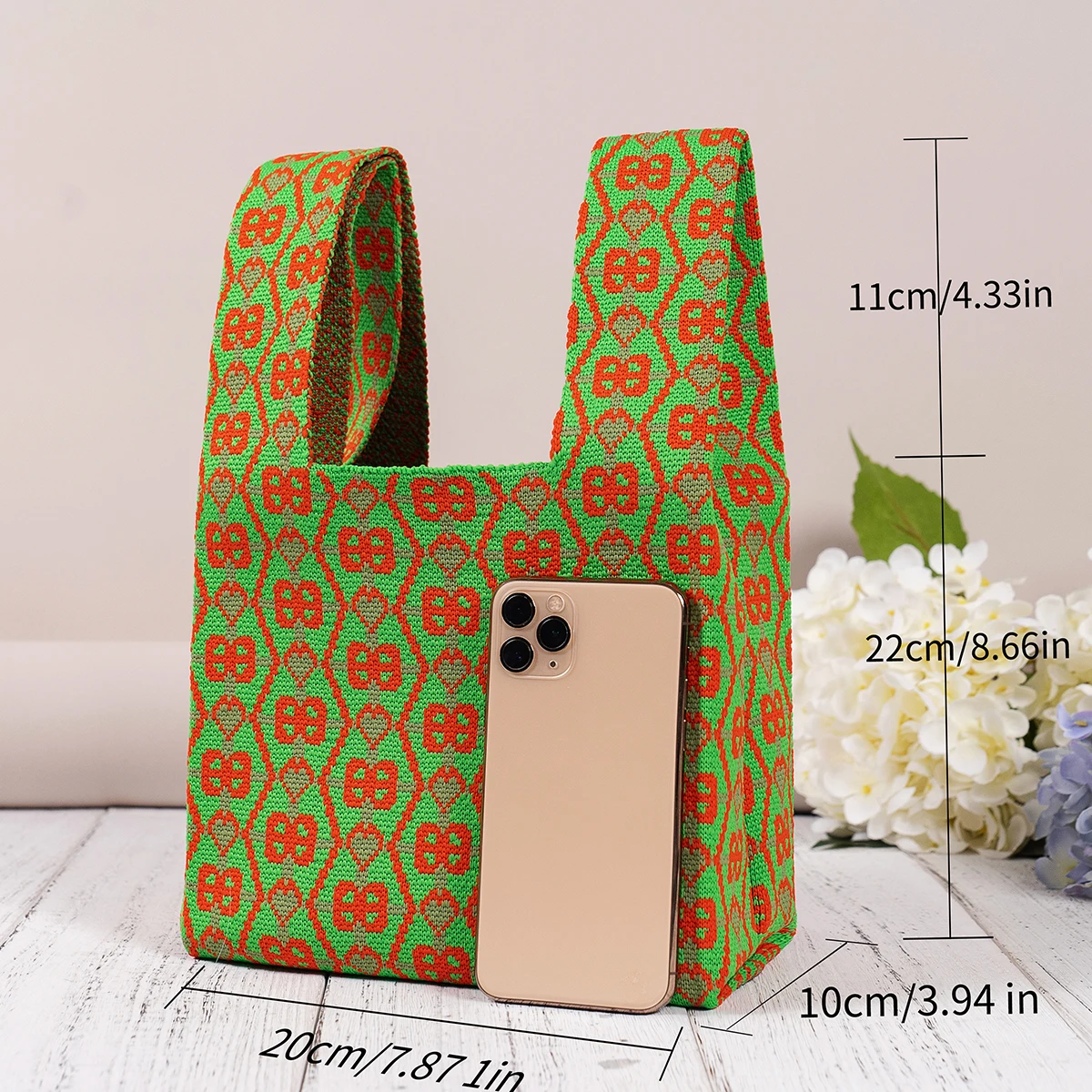 1 Piece of Exquisite Patterned Knitted Handbag, Suitable for Carrying an Umbrella, Mobile Phone, Cosmetics, Books, and More. Perfect for Daily Outings, Fitness, Shopping, School, Outdoor Activities, and Is Fashionable and Versatile, Suitable for All Seasons and Various Places