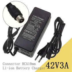 42V 3A Li-ion Battery Charger For 10S 36V lithium battery Pack with RCA10MM Connector