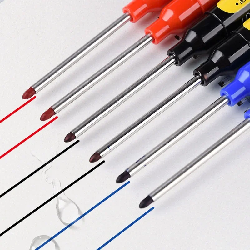 6pcs Multi-Purpose 45mm Deep Drill Hole Long Lengthen Nib Waterproof Marker Pen for Bathroom Woodworking Long Head Carpenter Pen image 6