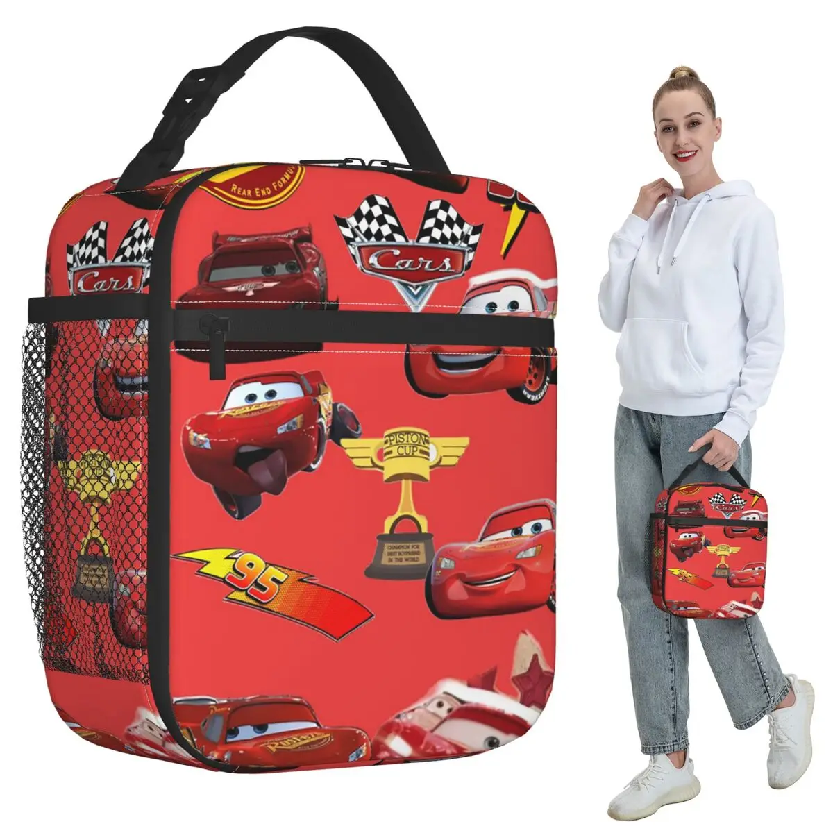 

95 Lightning McQueen Insulated Lunch Bag for Kids School Cooler Thermal Food Box Tote Portable Lunch Boxes Container