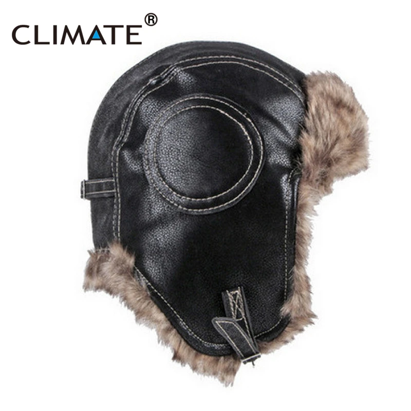 CLIMATE Trend Winter Warm Hat Bomber Pilot's Hats Ear Protect Face Windproof Russian Ushanka Fur Hat Thicken Winter Ski Cap Hats