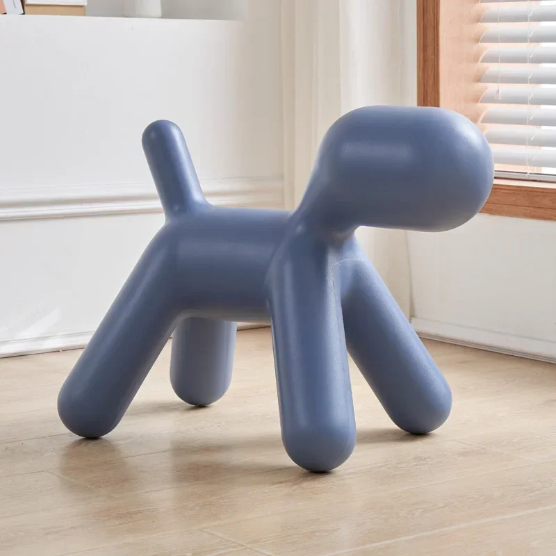 Nordic ins balloon dog shaped children\'s chair simple home living room furniture plastics cute small stool lounge Ottomans