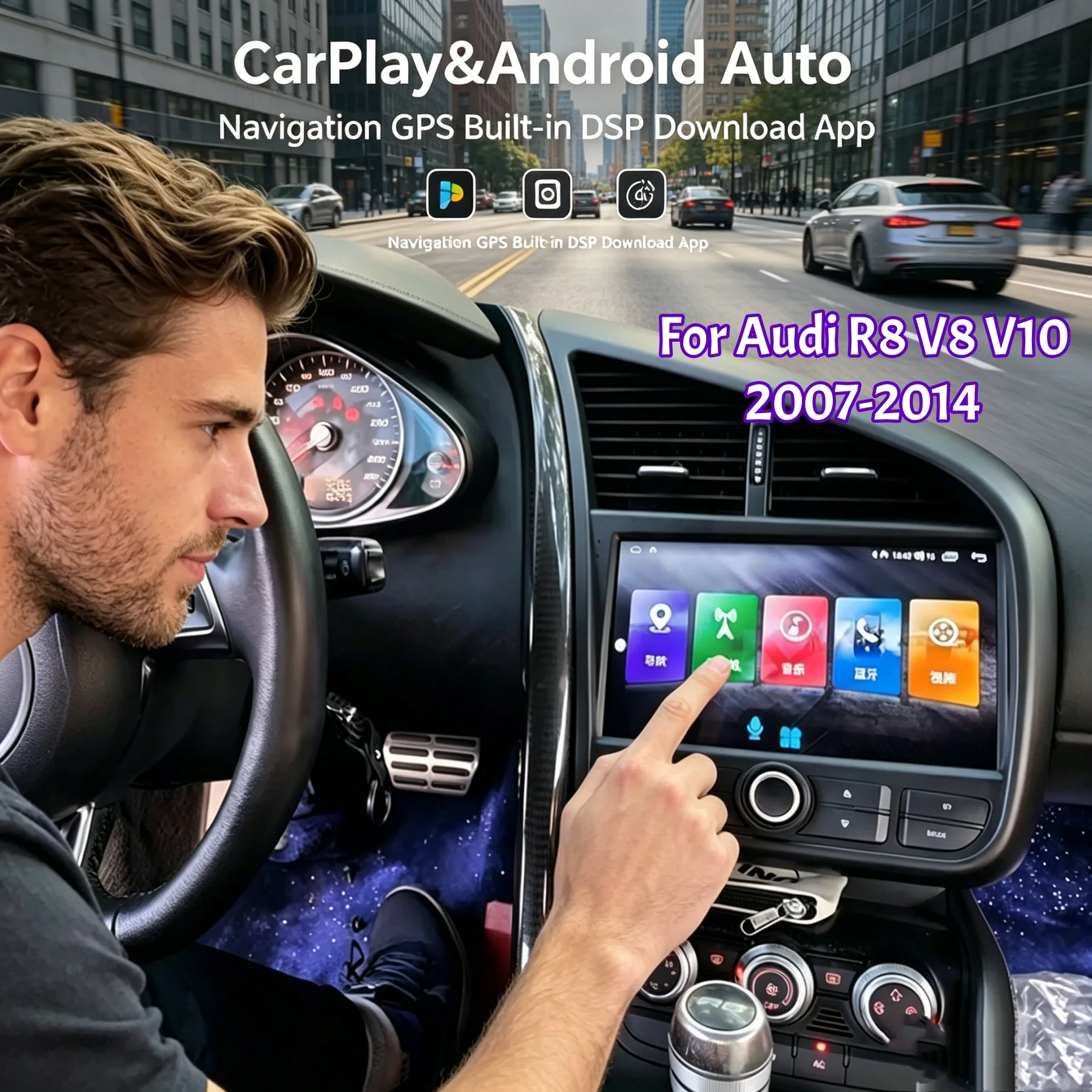 

9" Android Wireless Caprlay For Audi R8 V8 V10 2007-2014 Car Multimedia Player GPS Navigation Radio Auto Video Bluetooth GPS
