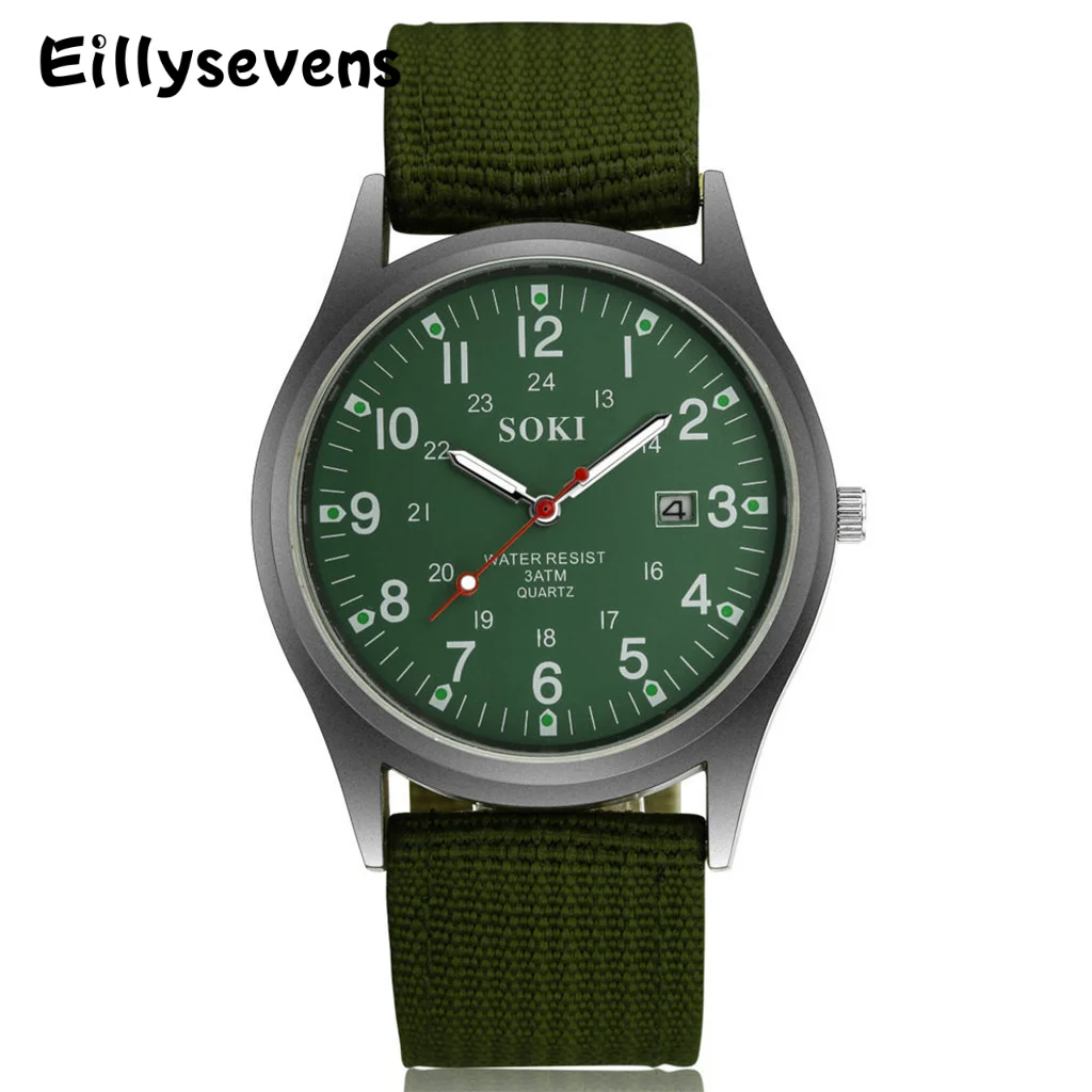 Men's Military Watch Woven Nylon Belt Calendar Quartz Watch Fashion Quartz Wristwatches Watches For Men Relogio Masculino