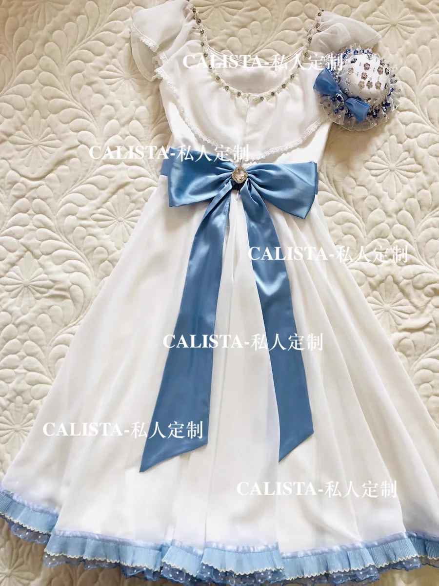 2024 PROM Variations Tutu Private custom white blue lace bow long skirt